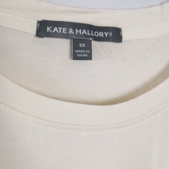 Kate & Mallory Sequin Sleeve Top 3X Off-White Plus Size Blouse NWOT - Picture 2 of 5